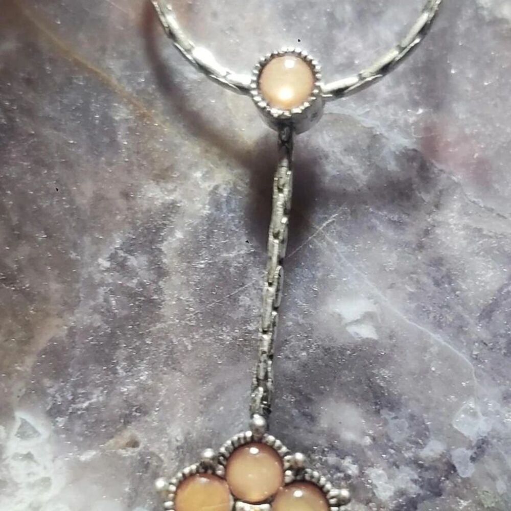Orange moonstone and silver necklace